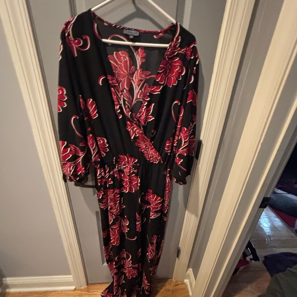 Madison Black and Red Floral Jumpsuit